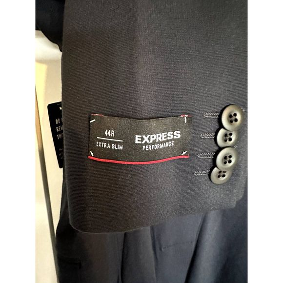 NEW EXPRESS DEEP NAVY EXTRA SLIM LUXE COMFORT SOFT BLAZER JACKET SZ 44R - Picture 7 of 7